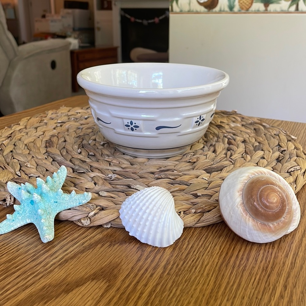 Longaberger Woven Traditions Heritage Blue Small Mixing Pottery Bowl